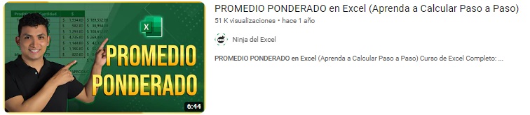 PROMEDIO PONDERADO EXCEL